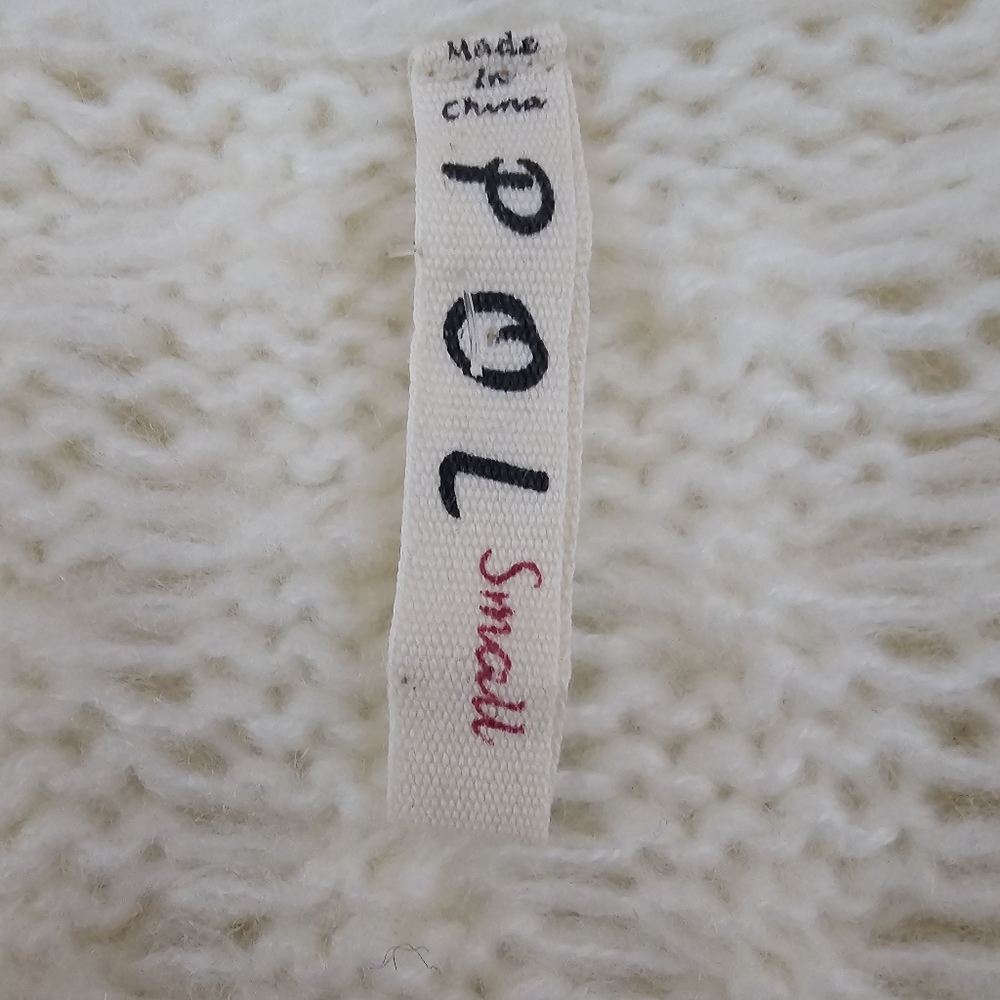 Pol Cable knit Ivory With Lace Hem Coquette Chunky Sweater Sz S (Oversized) - Picture 4 of 6
